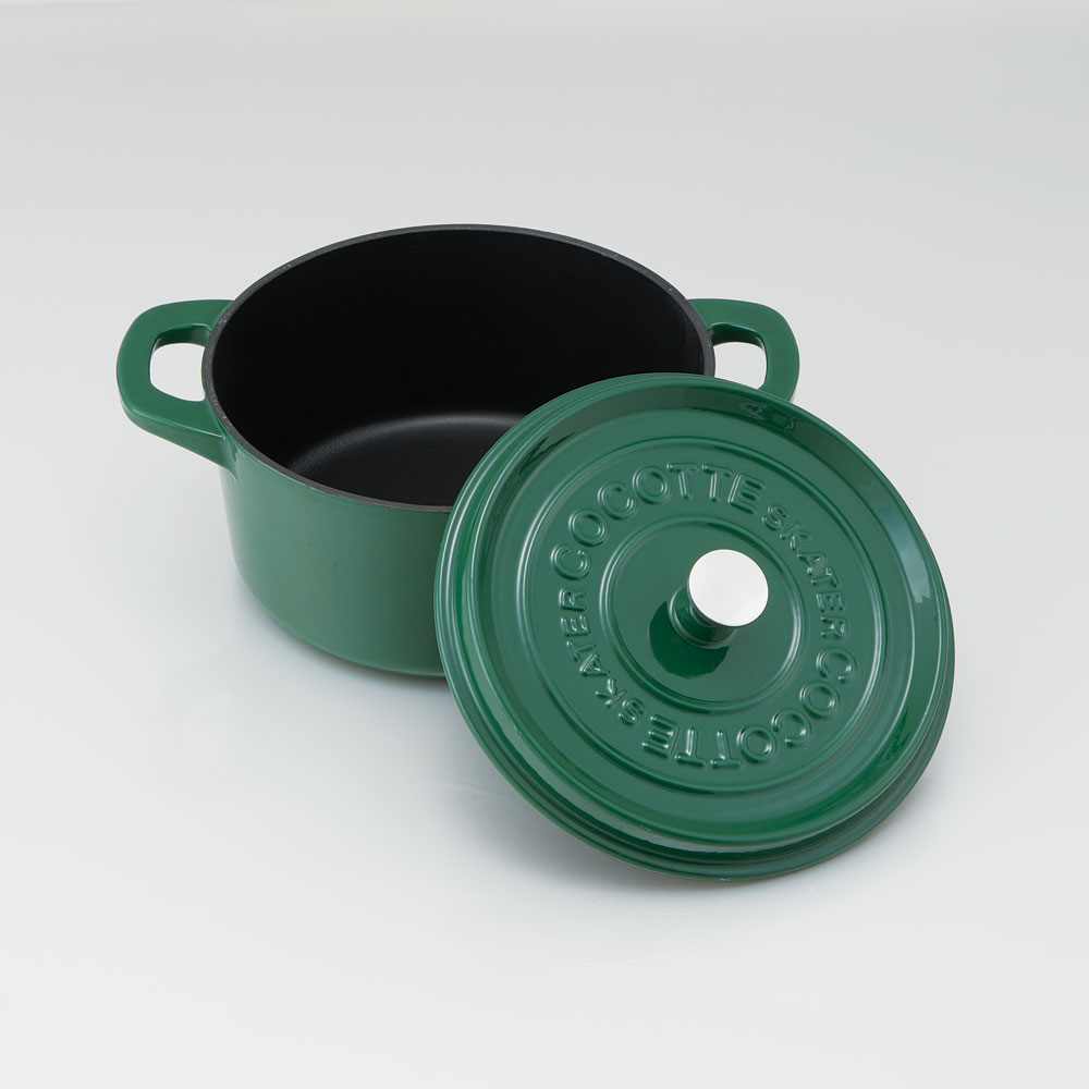 【送料無料】IH対応 ココット鍋 24cm 鍋 なべ 鋳鉄 両手鍋 調理 料理 調理器具 スケーター skater INCT24 リーフグリーン 緑 みどり グリーン