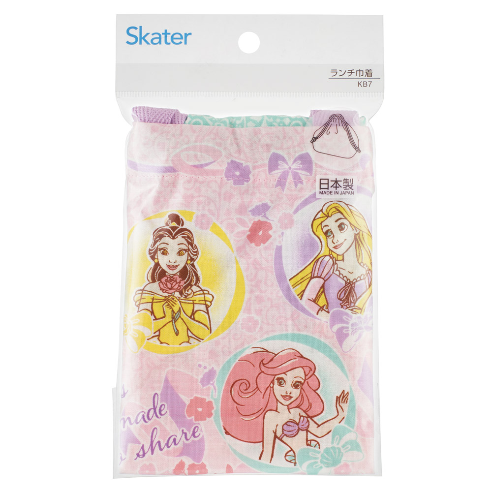 【メール便対象品】 お弁当袋 幼稚園 キャラクター ランチ巾着 子供 巾着袋 小学生 小 きんちゃく袋 skater スケーター KB7 ディズニー プリンセス 25年 女の子 女子