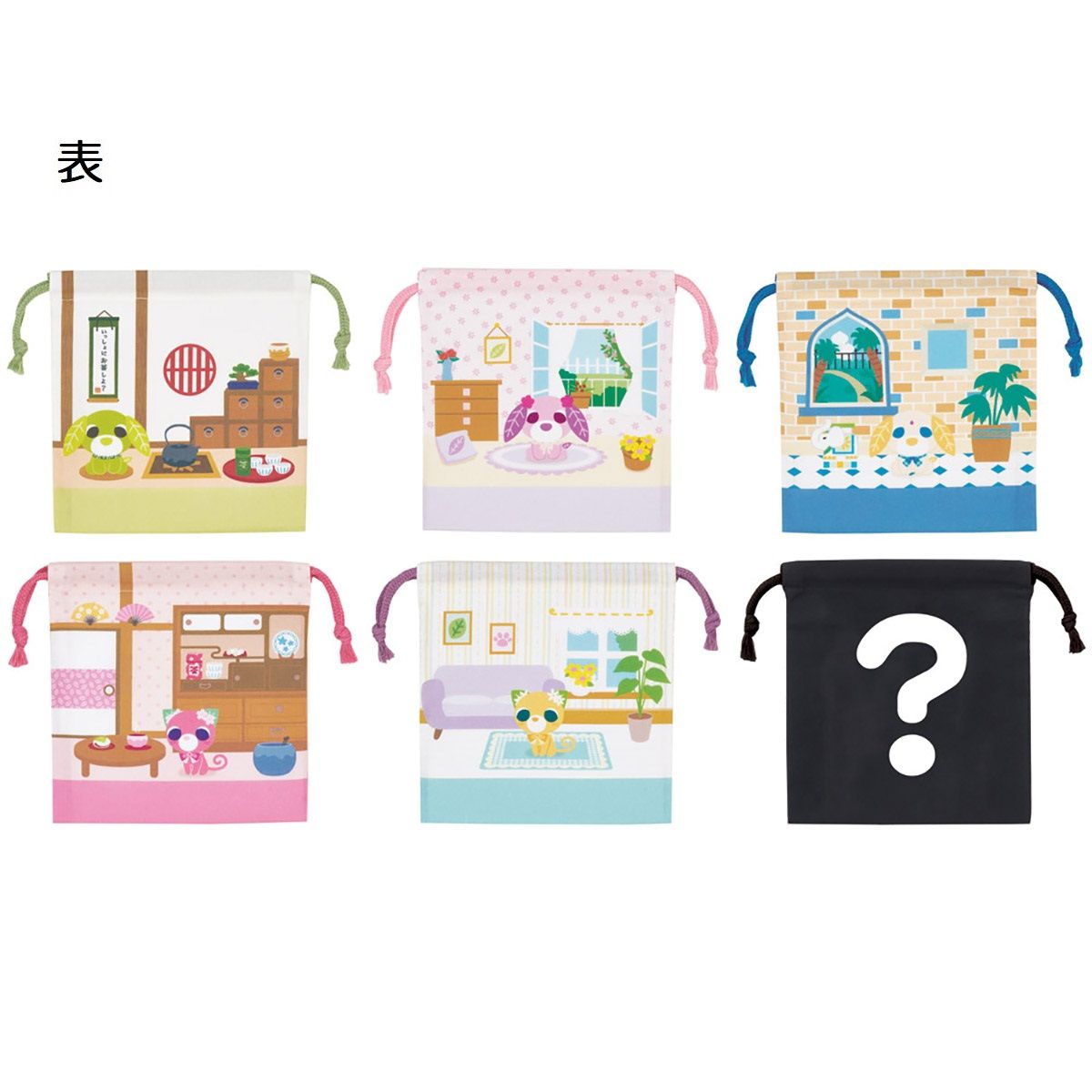 スケーター キャラクター ミステリーボックス巾着 M 全6種類 レアデザイン1種類 KBB21B skater お茶犬 リョク サクラ ミン ハナ チャイ グッズ【ブラインド ランチ巾着 ランダム お楽しみ サプライズ】