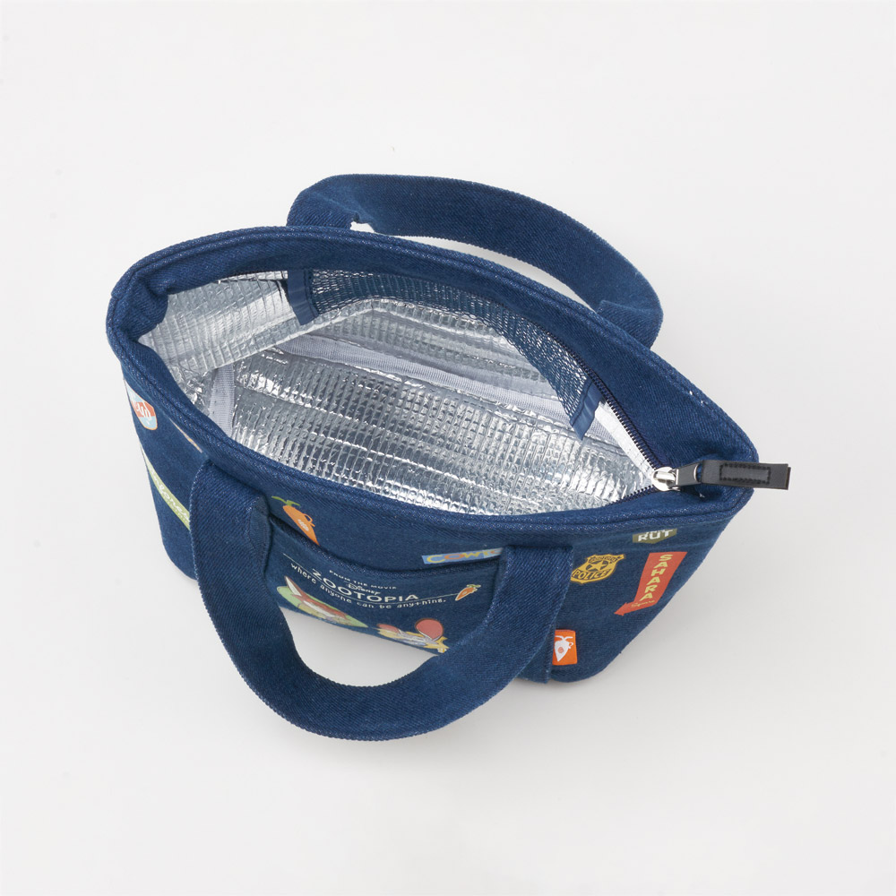 スケーター ランチバッグ デニム ポケット付き 保冷 アルミ蒸着 キャラクター 弁当 ランチ KBCD6 skater ズートピア ニック ジュディ ヴィンテージワッペン【手提げかばん ランチトートバッグ かばん】