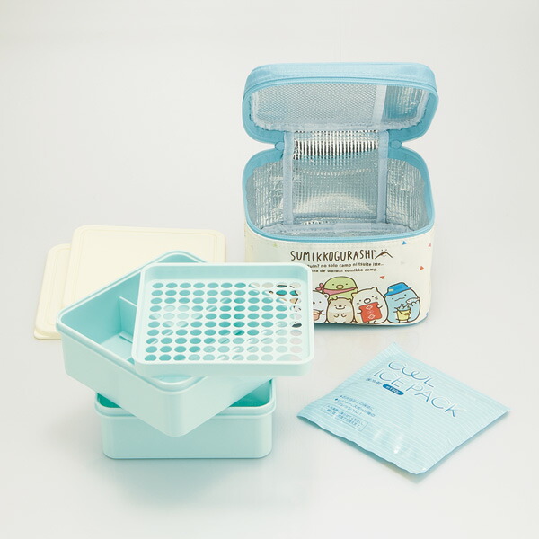 保冷バッグ付き行楽ランチボックス[保冷剤付き]●すみっコぐらし かわうそとすみっコキャンプ●//ランチボックス ランチケース お弁当箱 運動会 行楽 お花見 ピクニック アウトドア おでかけ すみっこぐらし スミッコグラシ// スケーター