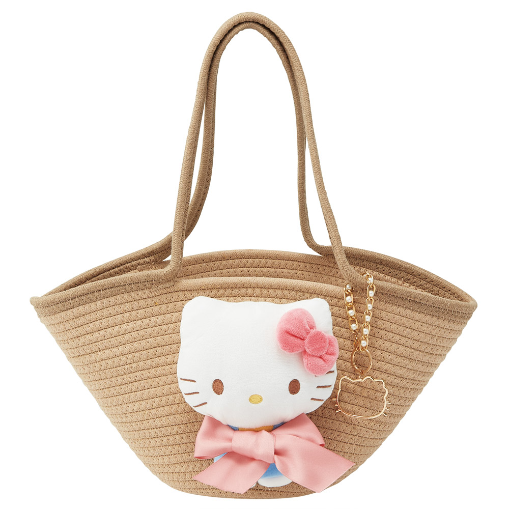 ぬいぐるみ付き かご風バッグ かご バッグ かばん かわいい キャラクター スケーター skater KNBB1 キティ ハローキティ キティちゃん 女の子【インナーバッグ付き チャーム付き 可愛い】