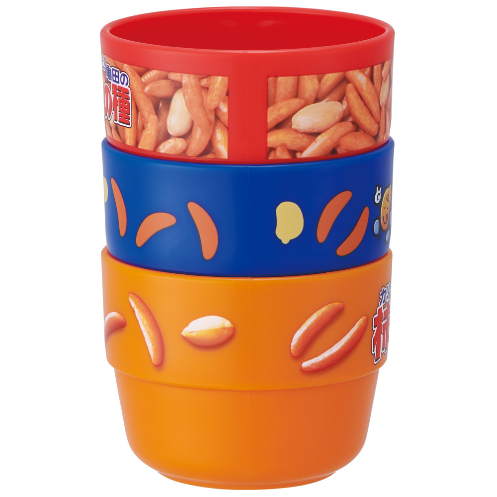 スタッキング コップ 3個 セット キャラクター 子供 キッズ プラスチック skater スケーター KS31 亀田の柿の種 お菓子 パッケージ 亀田製菓【割れにくい うがい 幼児 食器 カップ かわいい 子ども】