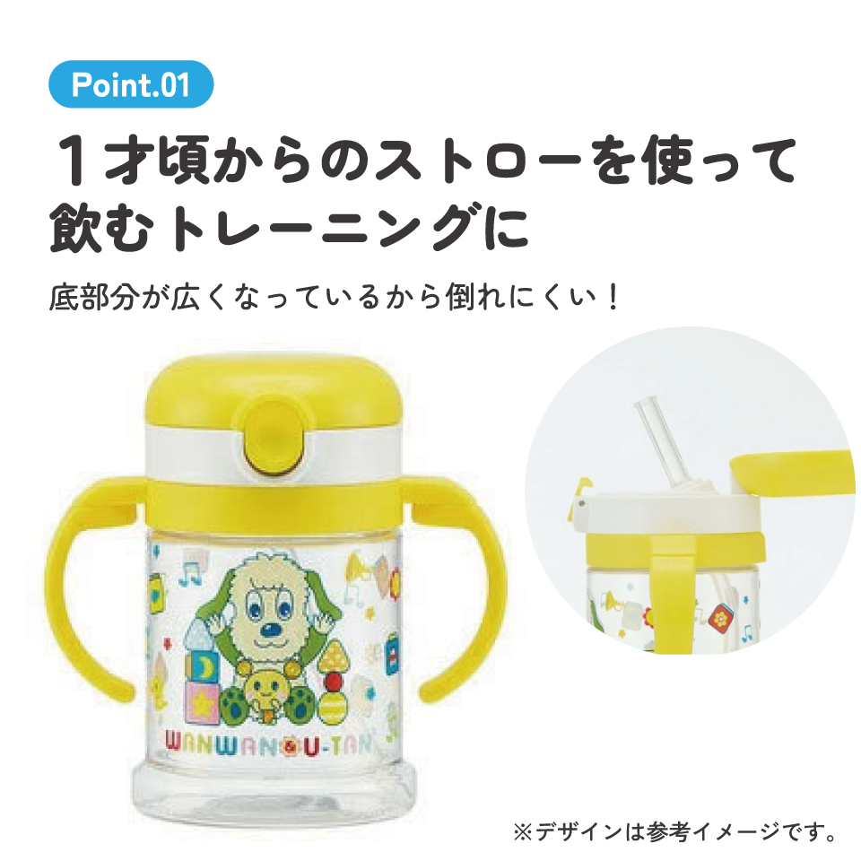 折りたたみハンドル付ストローマグ260ml いないいないばあっ！  ベビーマグ ストロー ストロー飲みマグ 飲み方練習 【両手ハンドル お出かけ 外出 水分補給 キャラクター ワンワン うーたん スケーター】