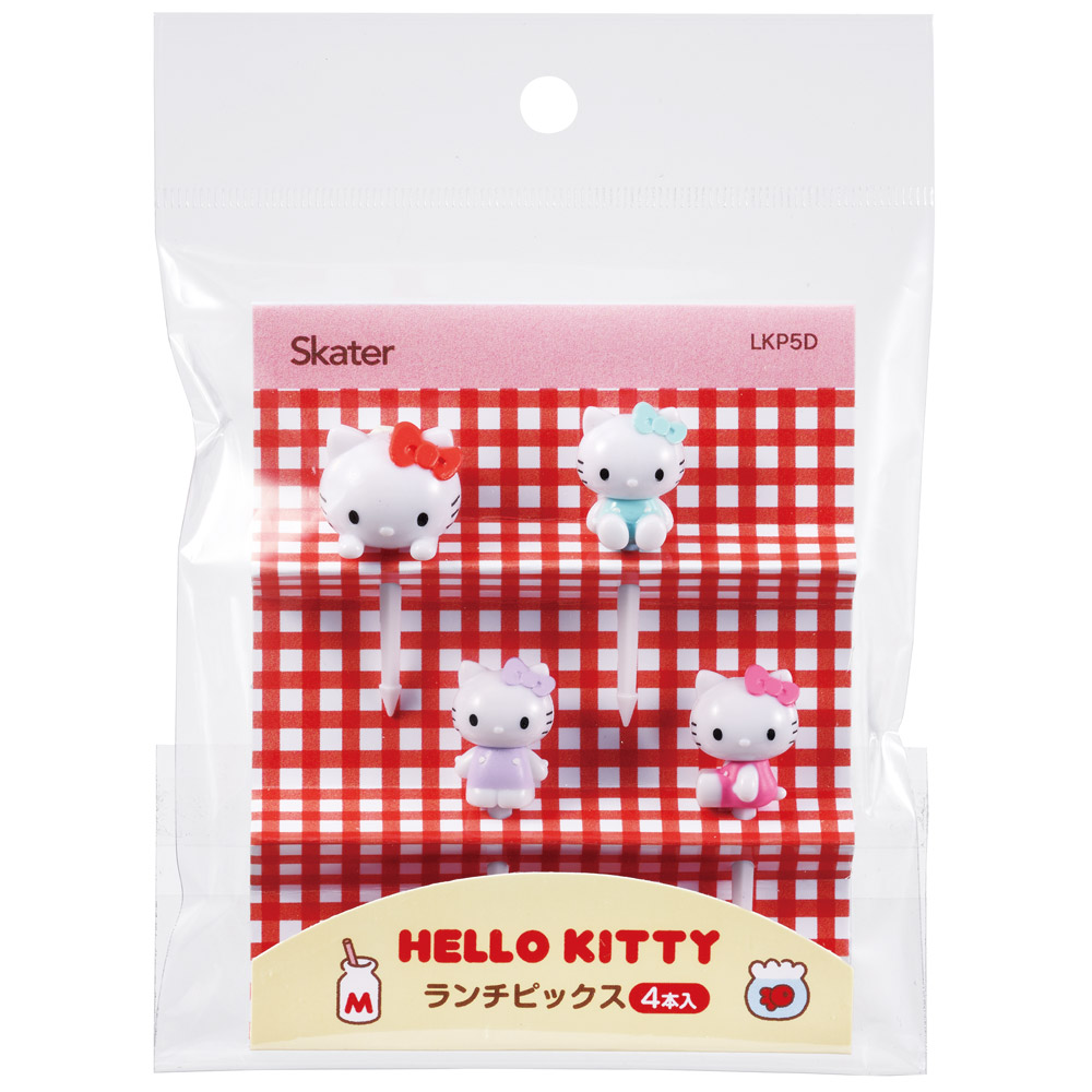 【メール便対象品】 ランチ ピックス 4本入り キャラクター 串 かわいい お弁当 飾り 子供 キッズ スケーター skater LKP5D キティ ハローキティ キティちゃん 女の子