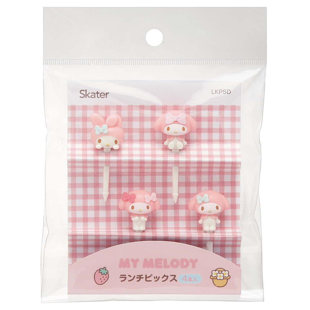 【メール便対象品】 ランチ ピックス 4本入り キャラクター 串 かわいい お弁当 飾り 子供 キッズ スケーター skater LKP5D マイメロディ マイメロ サンリオ 女の子 女子