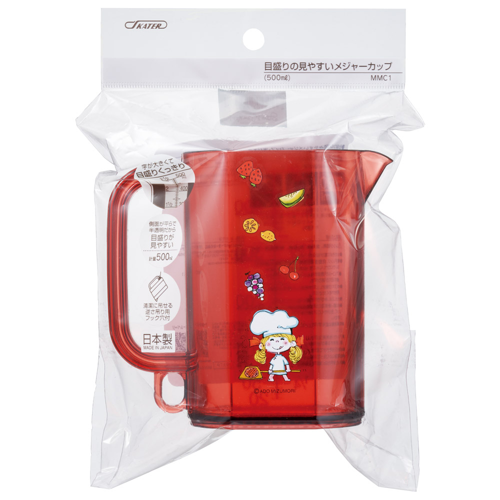 スケーター 計量カップ メジャーカップ 500ml 日本製 計量 カップ お菓子作り おしゃれ ギフト skater MMC1 水森亜土 かわいい グッズ【料理 キャラクター かわいい 目盛り 見やすい はかり】