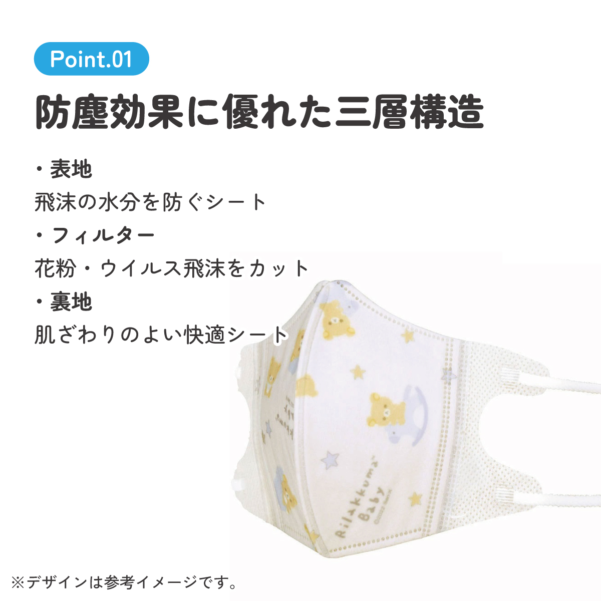 子供立体マスク Sサイズ/7枚入りリラックマ ベビー/MSKB1N_4973307605215
