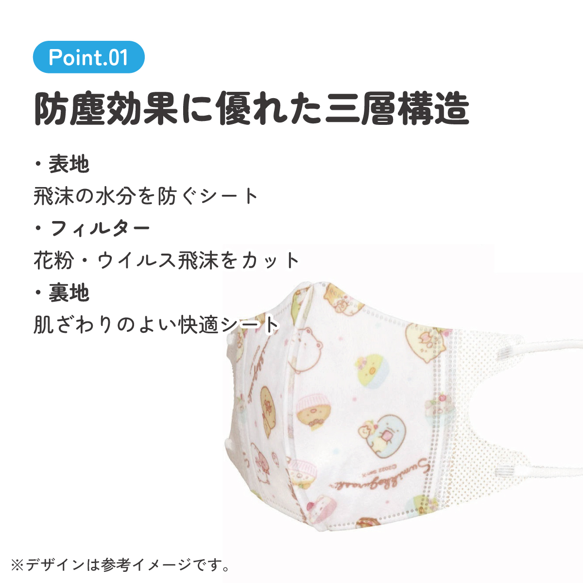 子供立体マスク Sサイズ/7枚入りすみっコぐらし/MSKB1N_4973307605246