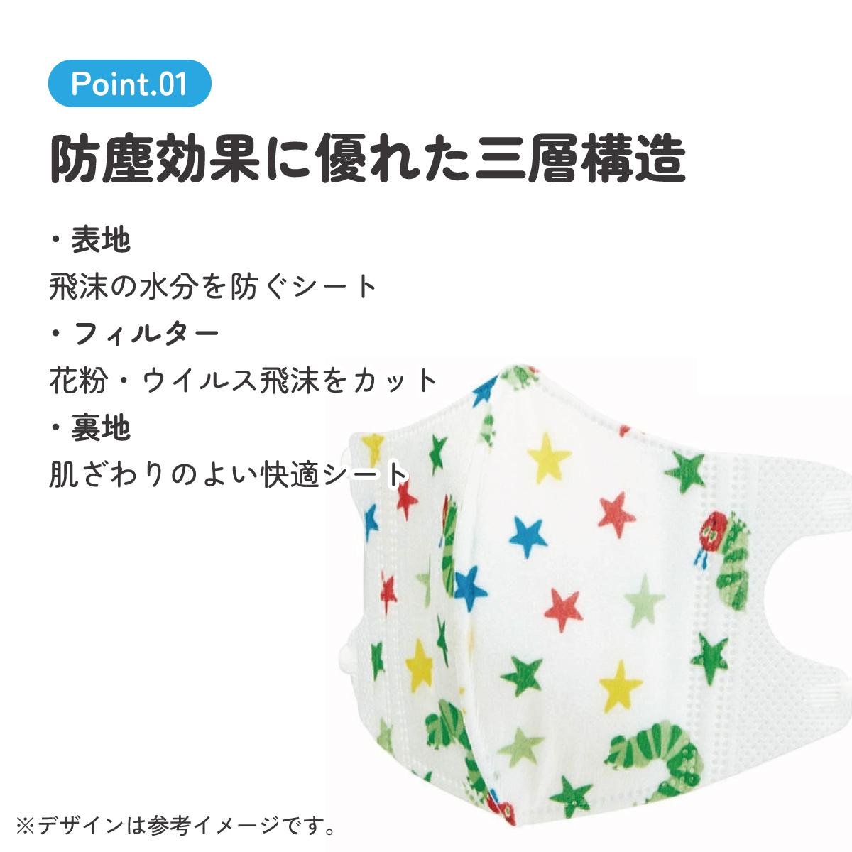 子供立体マスク Sサイズ/7枚入りはらぺこあおむし／MSKB1N_4973307627194