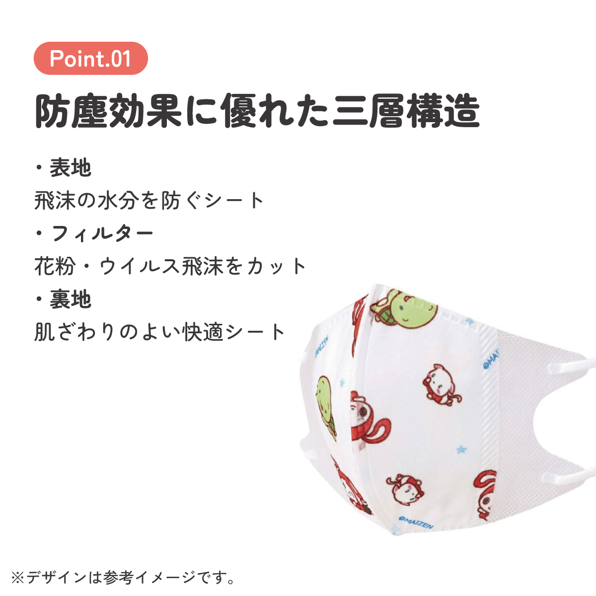 子供立体マスク Mサイズ/7枚入りまいぜんシスターズ23/MSKS3N_4973307631085/スケーター