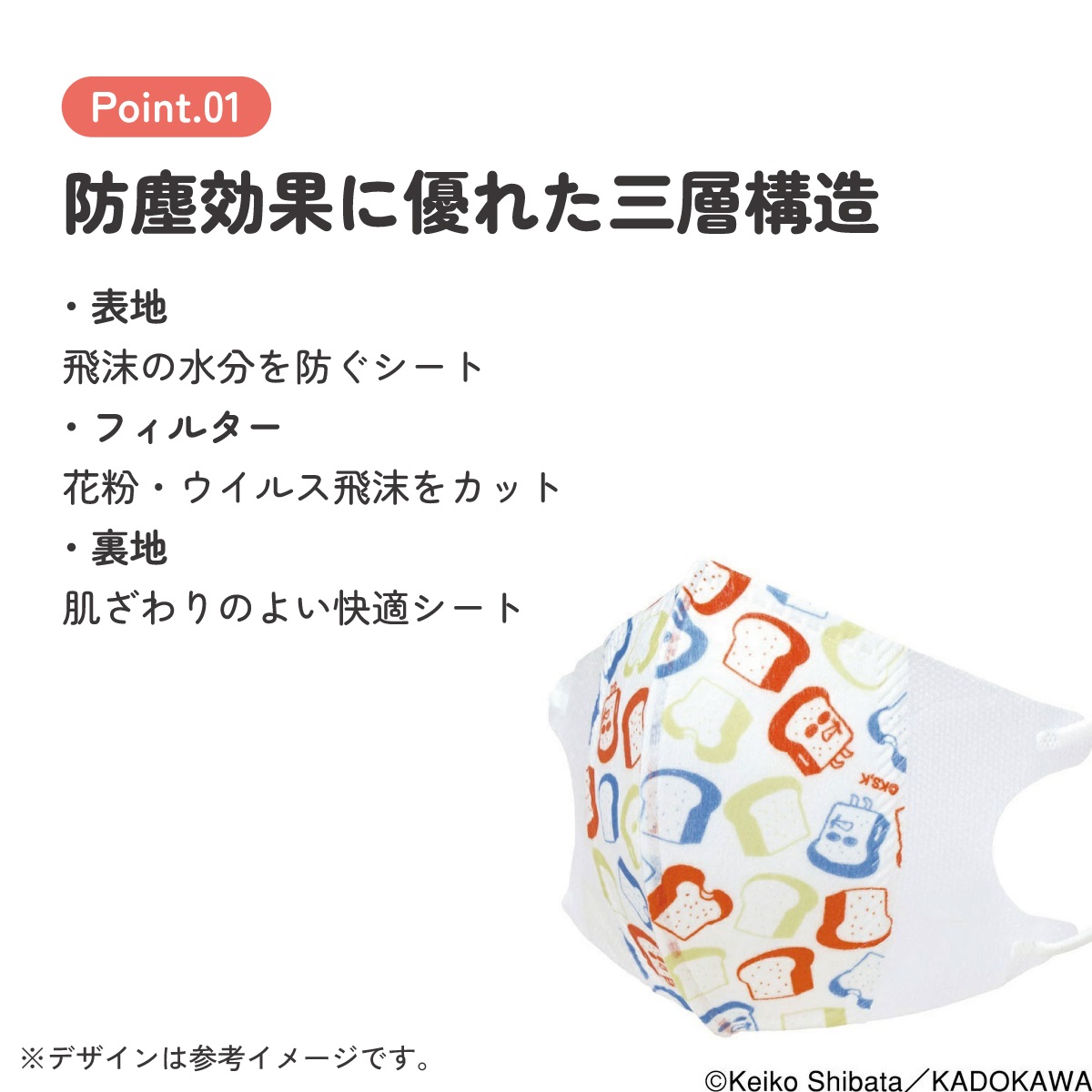 子供立体マスク Mサイズ/7枚入りパンどろぼう/MSKS3N_4973307647024