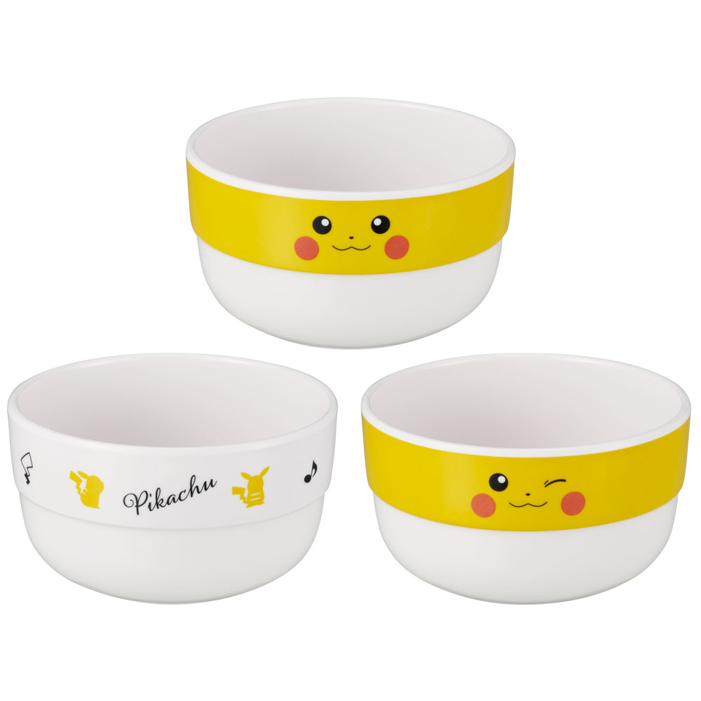 メラミン スタッキング スナック ボウル 3個 セット 食器 小鉢 おやつ skater スケーター MSM4 ポケットモンスター ポケモン ピカチュウ フェイス 23年【小皿 お皿 取り皿 ボウル カップ 食事 おやつ かわいい】