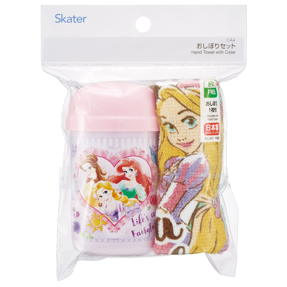 スケーター おしぼりタオル おしぼりケース おしぼりセット おしぼり 子供 おしぼり入れ skater OA4 ディズニー プリンセス 26年 女の子 女子【手拭きタオル ハンカチタオル ハンドタオル かわいい お手拭き】