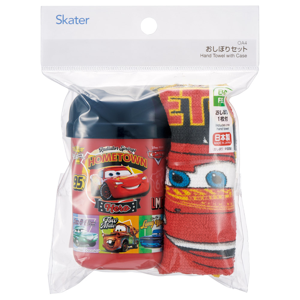 スケーター おしぼりタオル おしぼりケース おしぼりセット おしぼり 子供 おしぼり入れ skater OA4 カーズ 26年 Cars ディズニー Disney 男の子 男子【手拭きタオル ハンカチタオル ハンドタオル かわいい お手拭き】