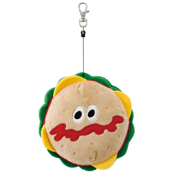 【送料無料】ぬいぐるみ型リール付パスケース●BURGER CONX【バーガーコンクス】バーガー●//お出かけ ポーチ 定期入れ 通勤 通学 電車 改札 カード入れ 小物入れ かわいい おでかけ// スケーター