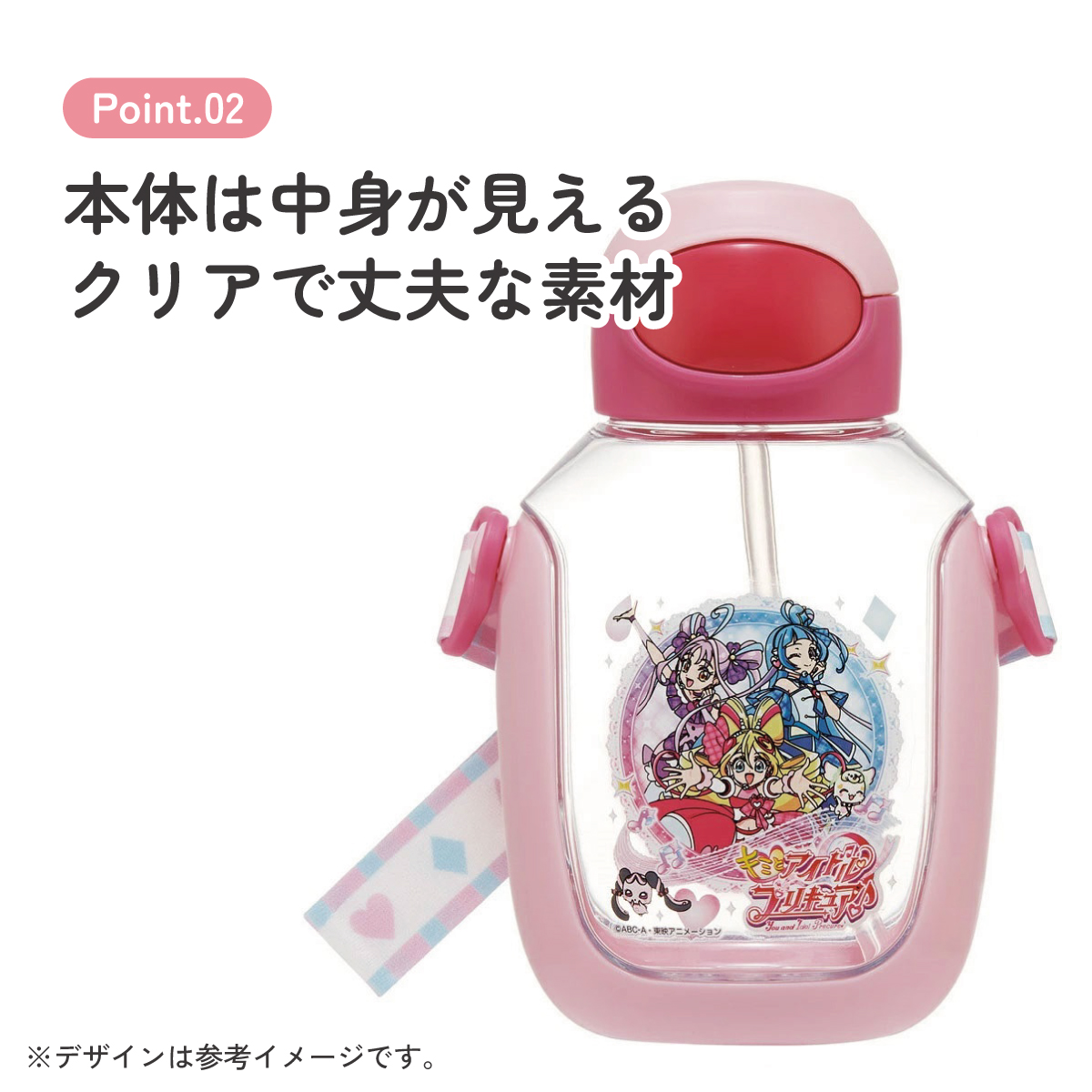 【送料無料】ワンプッシュ式ストロー水筒 プラスチック製 530ml キミとアイドルプリキュア/PDSH6DX_4973307707032