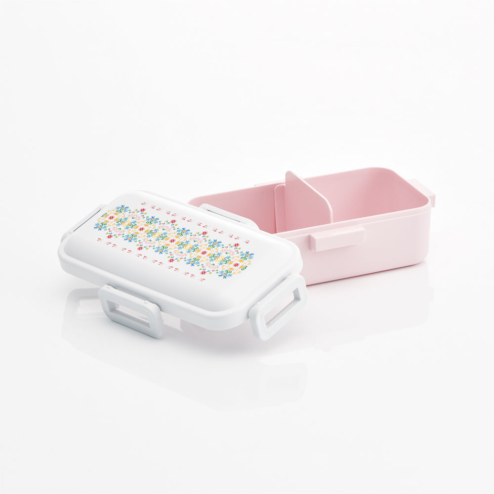 弁当箱 大人 一段 仕切り 食洗機 レンジ 対応 抗菌 日本製 容量 530ml スケーター skater PFLB6AG ランチボックス ロック キッズドア 天平文様 夢幻 薄紅 和柄 男性 女性