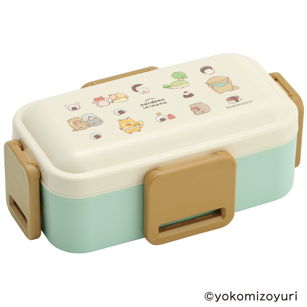 おかずがつぶれにくい抗菌ふわっとフタ弁当箱 2段/600ml なんでもいきもの/PFLW4AG_4973307693687