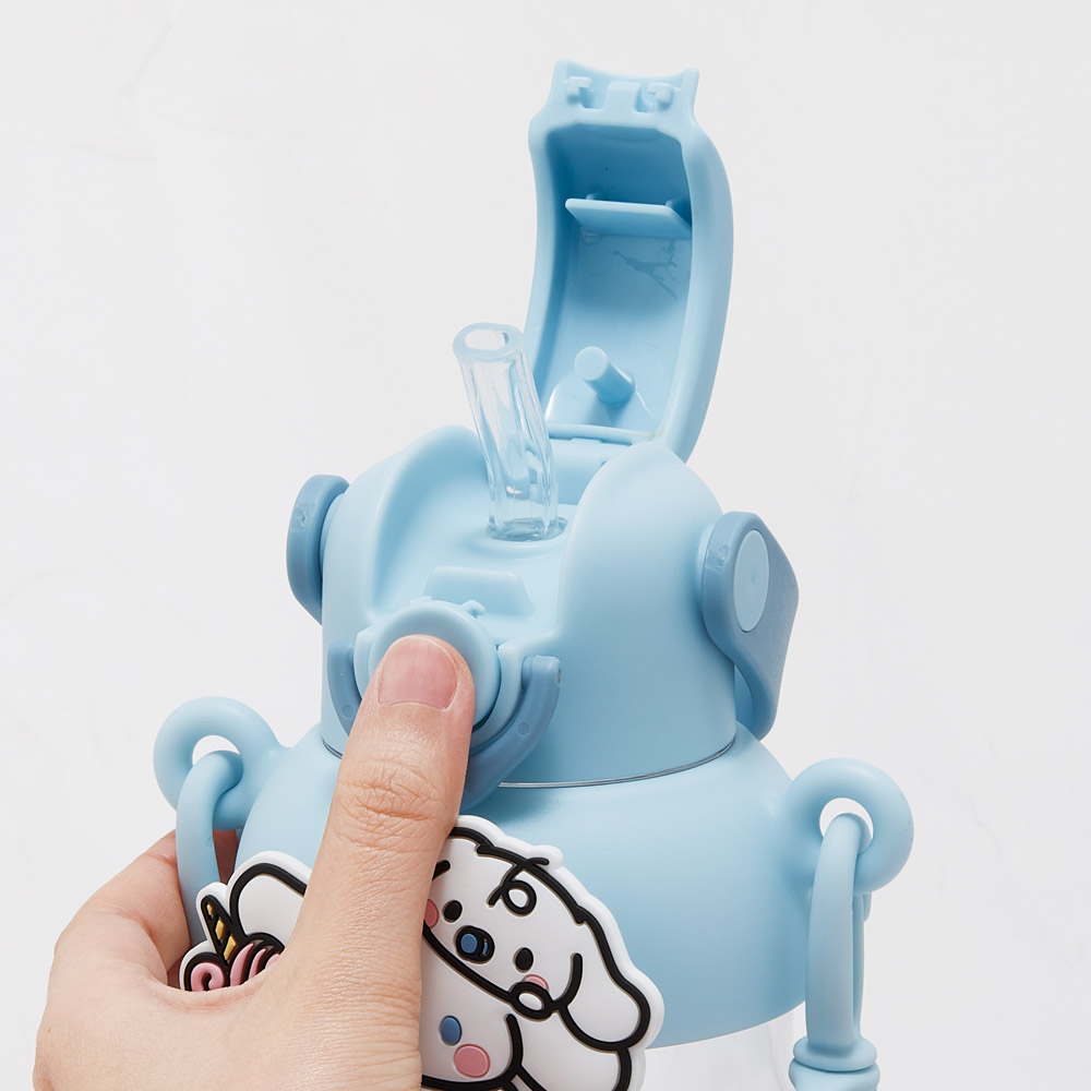 【送料無料】ラバー マスコット付き ストロー ボトル 水筒 650ml ショルダーベルト付き 子供 スケーター skater PRMC7ST シナモロール シナモン サンリオ 女の子 女子