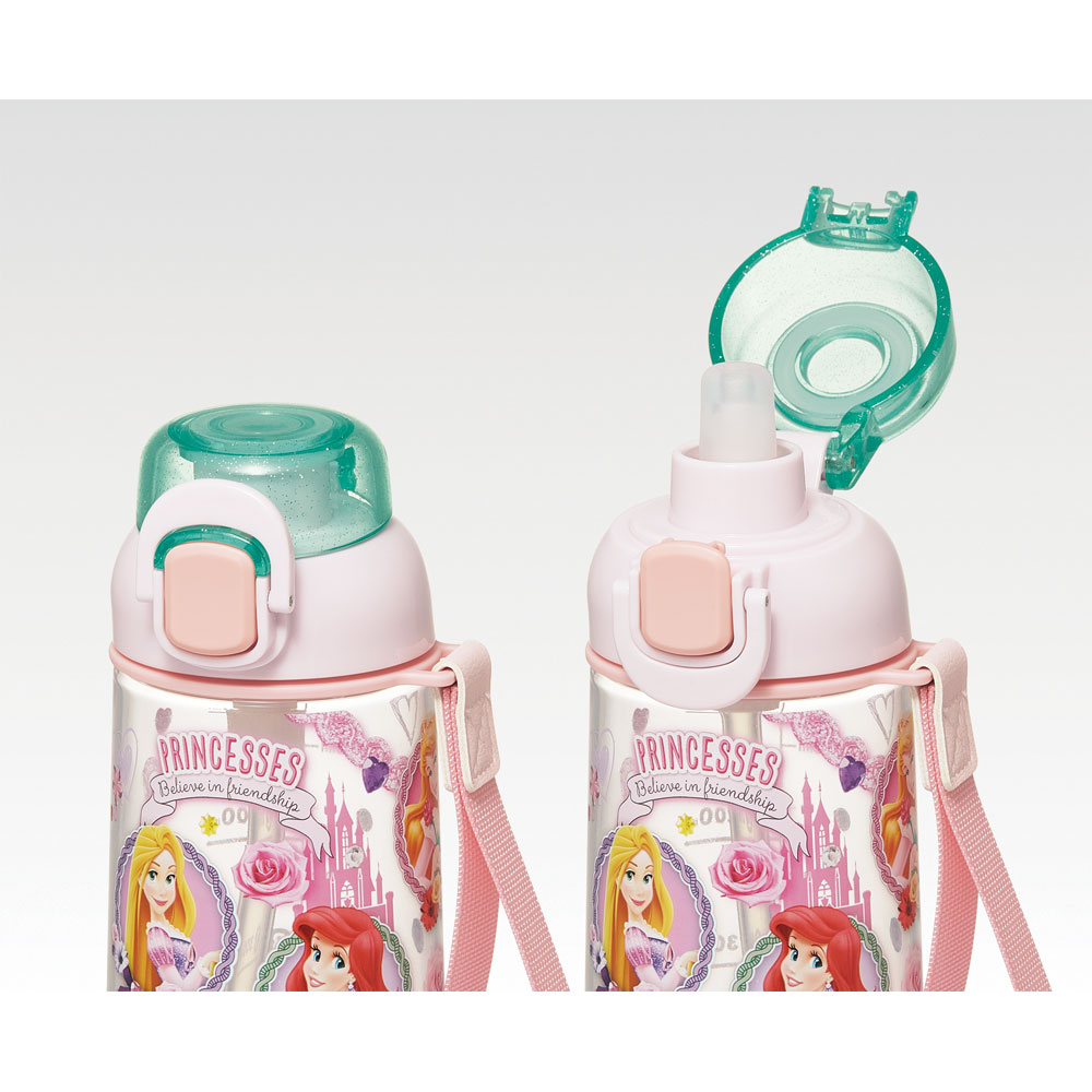 【送料無料】ワンプッシュ ストロー ボトル 水筒 630ml 透明 クリア 子供 キッズ かわいい スケーター skater PSHPO6 ディズニー プリンセス 女の子 女子