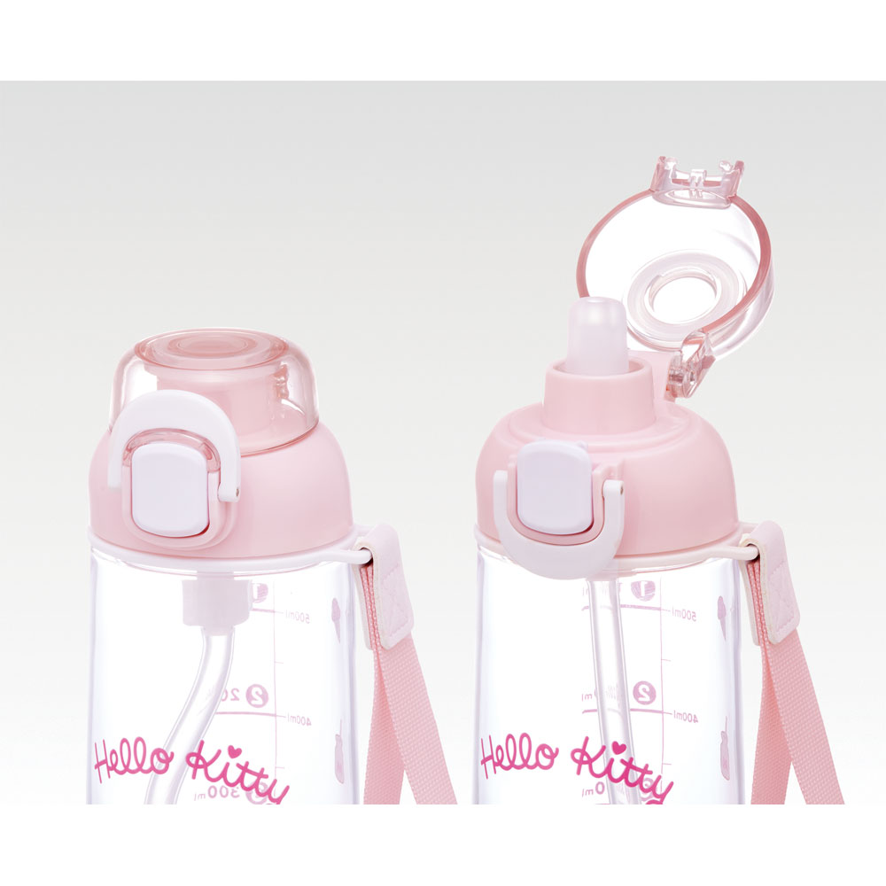 ワンプッシュ ストロー ボトル 水筒 630ml 透明 クリア 子供 キッズ かわいい スケーター skater PSHPO6 キティ ハローキティ キティちゃん 女の子