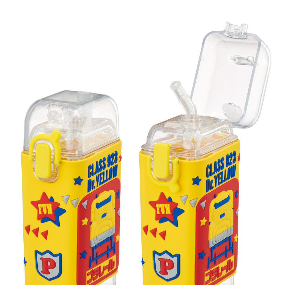 スクエア ストロー ボトル 水筒 ワンプッシュ 260ml 子供 キッズ キャラクター スケーター skater PSQ3ST プラレール ドクターイエロー Plarail 電車 新幹線【水分 補給 こども ショルダー ベルト】