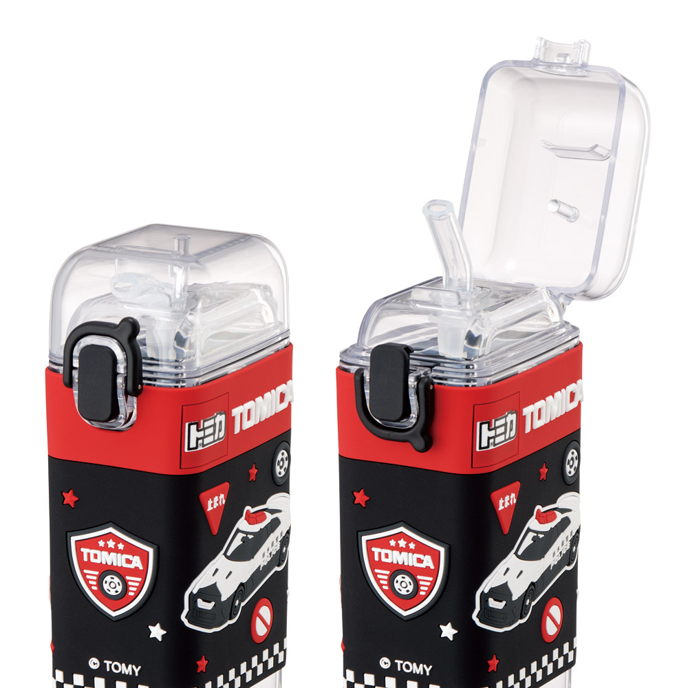 スクエア ストロー ボトル 水筒 ワンプッシュ 450ml 子供 キッズ キャラクター スケーター skater PSQ5ST トミカ tomica 車 くるま 男の子 男子 男児【水分 補給 こども ショルダー ベルト】