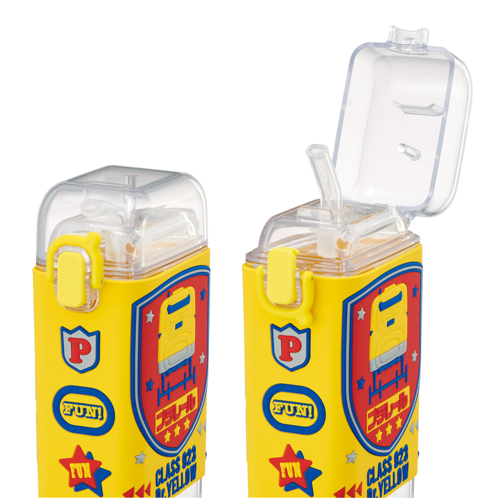 スクエア ストロー ボトル 水筒 ワンプッシュ 450ml 子供 キッズ キャラクター スケーター skater PSQ5ST プラレール ドクターイエロー Plarail 電車 新幹線【水分 補給 こども ショルダー ベルト】