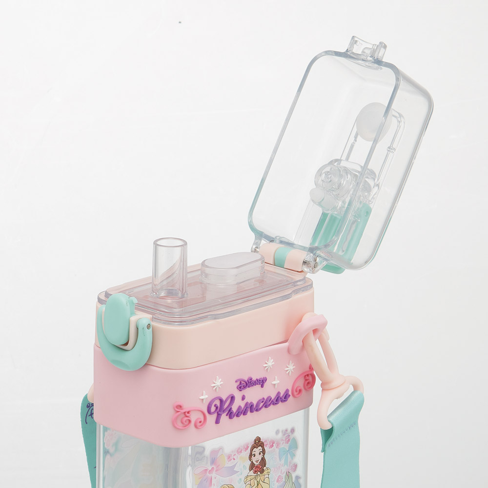 スクエア 2WAY ボトル 水筒 ストロー 直飲み 600ml 子供 キッズ キャラクター スケーター skater PSQW6 ディズニー プリンセス 女の子 女子