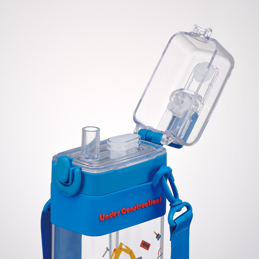 スクエア 2WAY ボトル 水筒 ストロー 直飲み 600ml 子供 キッズ キャラクター スケーター skater PSQW6 はたらく クルマ くるま 車 車柄 男の子 男子