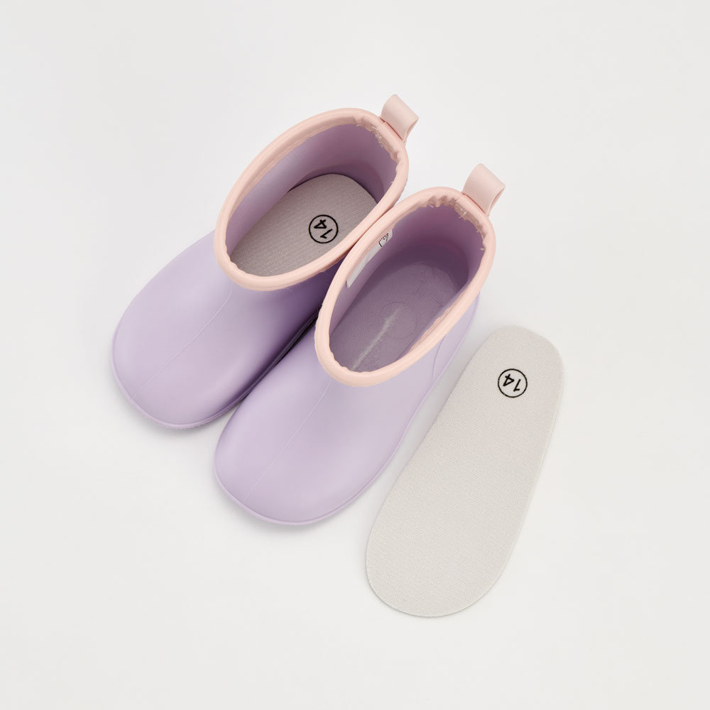 ワッペン 付き レインブーツ 長靴 キッズ 子供 14cm おしゃれ かわいい スケーター skater RIBTW14 Bear Cafe クマ くま 紫 パープル