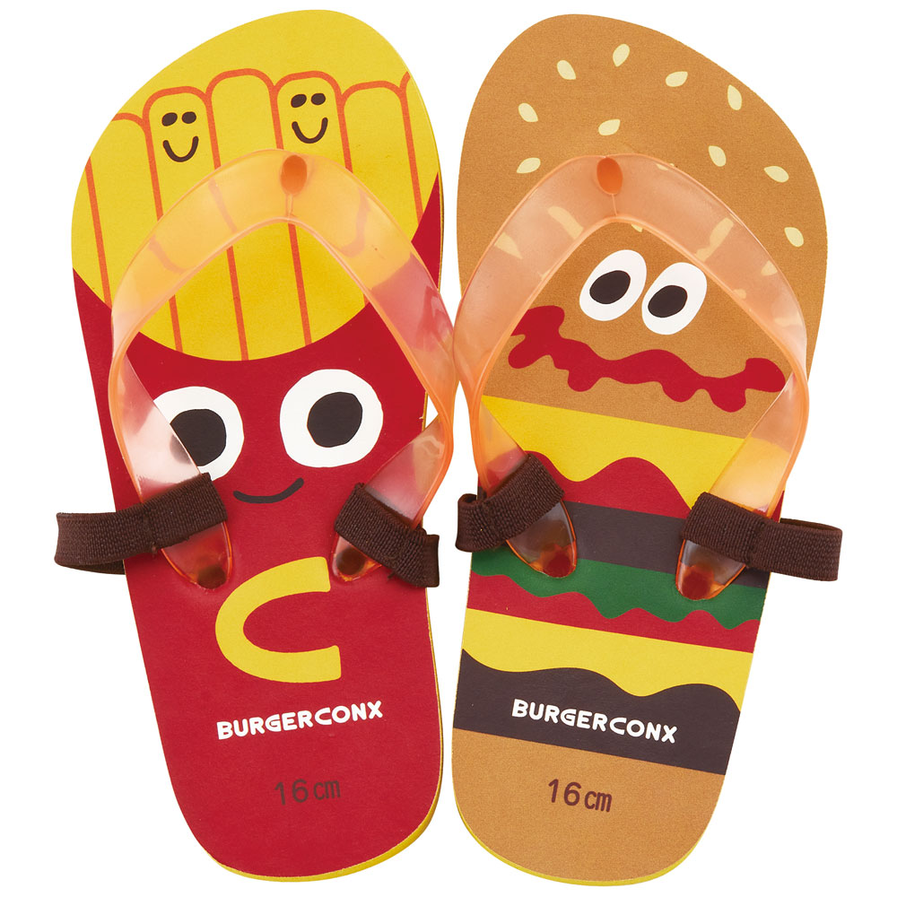 ビーチサンダル キッズ 16cm 子供 キャラクター サンダル 夏用 痛くない skater SDBE16 スケーター バーガーコンクス BURGER CONX 男の子 女の子【ビーサン子ども 海 ゴムバンド付き 子供用 おしゃれ プレゼント】