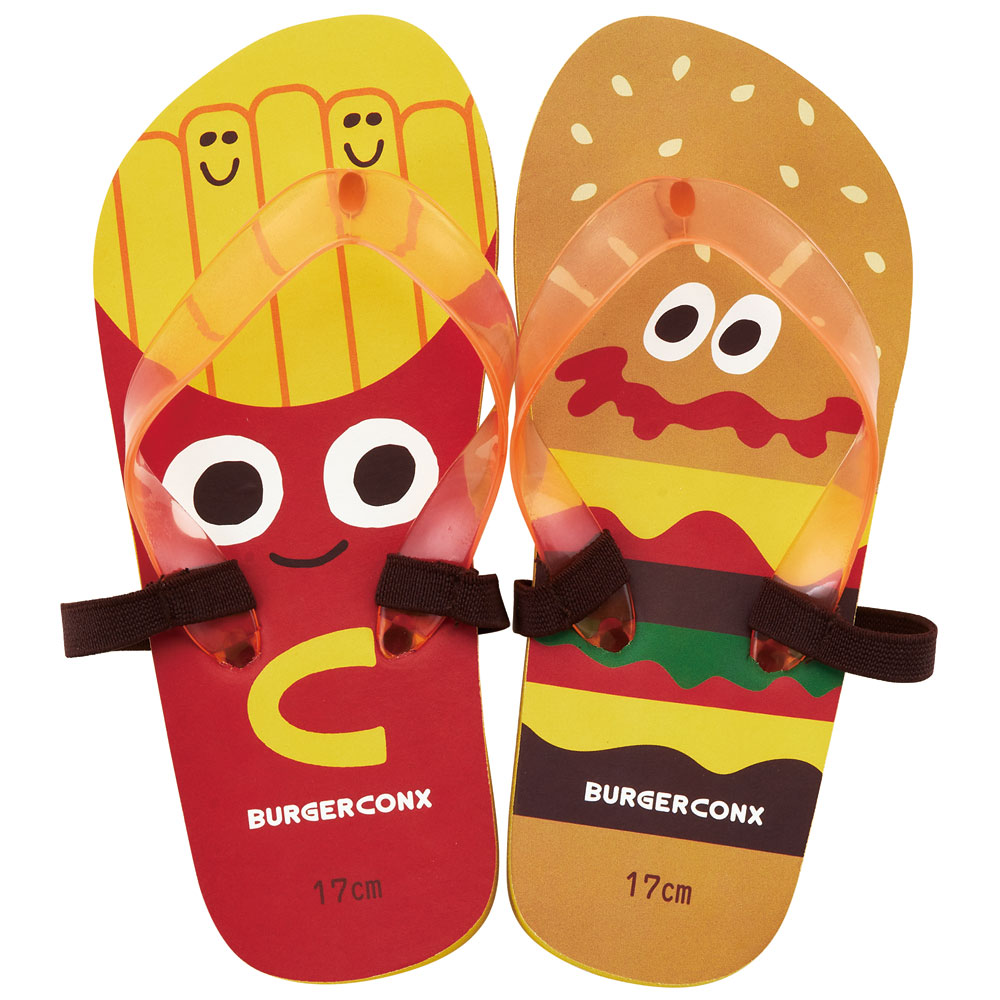 ビーチサンダル キッズ 17cm 子供 キャラクター サンダル 夏用 痛くない skater スケーター SDBE17 23年 バーガーコンクス 23年 BURGER CONX 男の子 女の子【17 ビーサン子ども 海 プール ゴムバンド付き 子供用 ギフト】