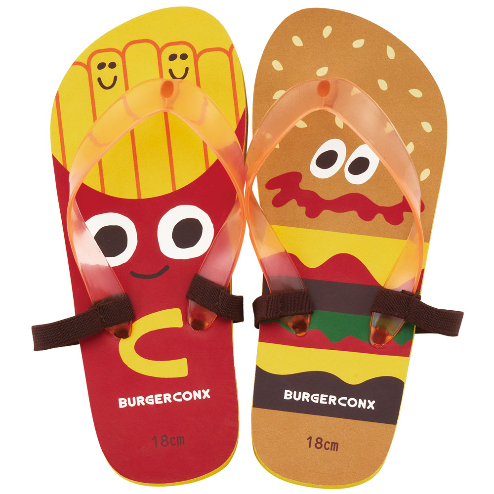 ビーチサンダル キッズ 18cm 子供 キャラクター サンダル 夏用 痛くない skater スケーター SDBE18 23年 バーガーコンクス BURGER CONX 男の子 女の子【18 ビーサン子ども 海 プール ゴムバンド付き 子供用 夏 プレゼント】