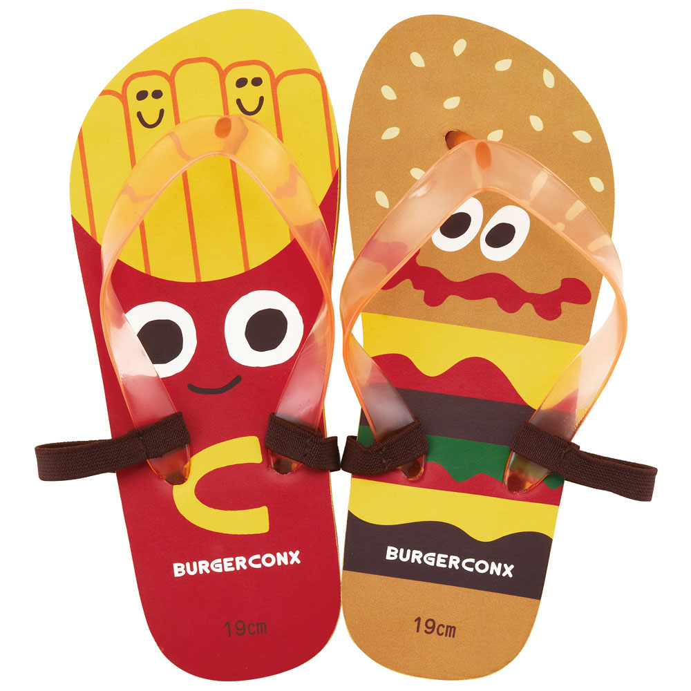 ビーチサンダル キッズ 19cm 子供 キャラクター サンダル 夏用 痛くない skater スケーター SDBE19 23年 バーガーコンクス 23年 BURGER CONX 男の子 女の子【19 ビーサン子ども 海 プール ゴムバンド付き 子供用 夏 プレゼント】
