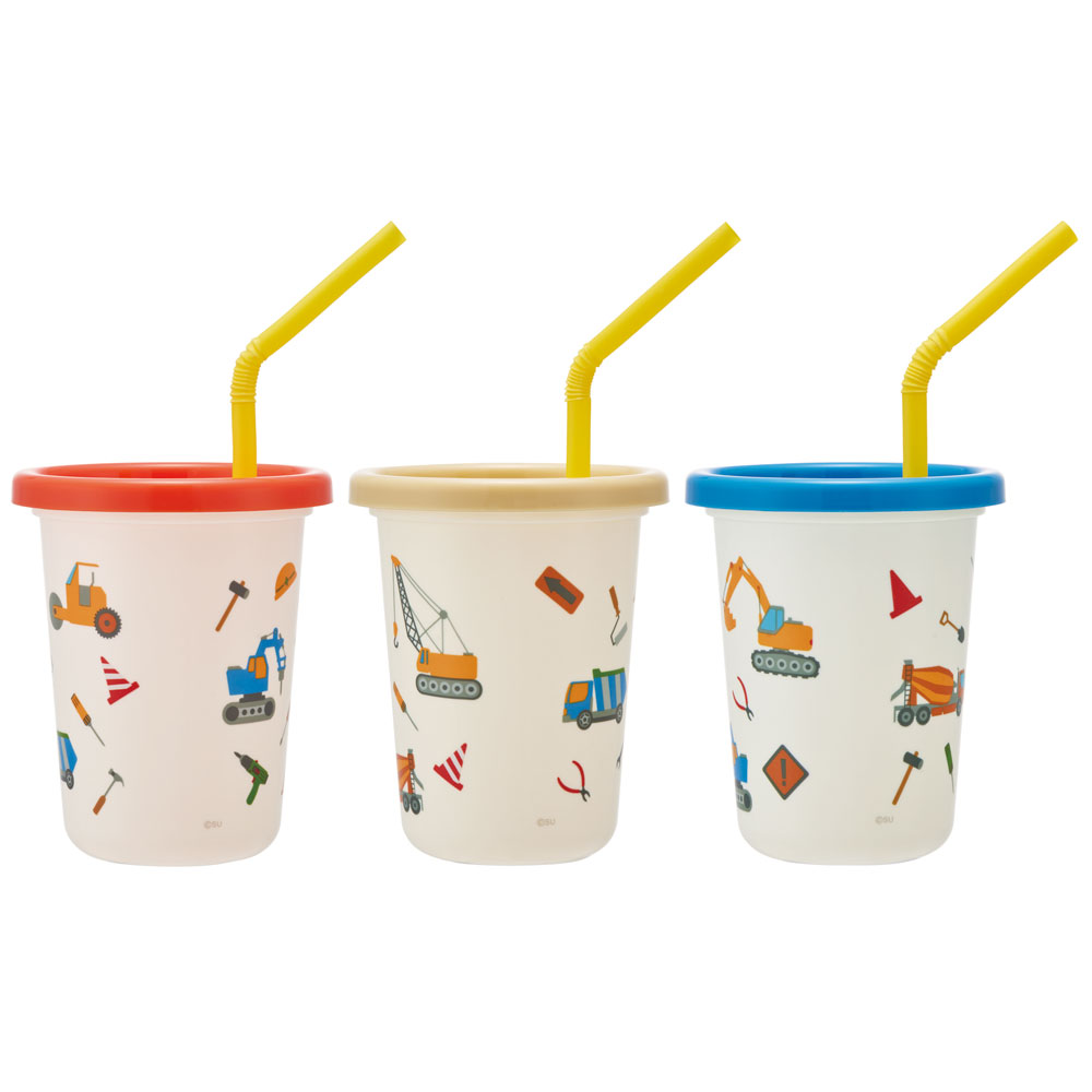 ストロー付タンブラー 230ml/3個セットはたらくクルマ/SIH2ST_4973307599927/スケーター