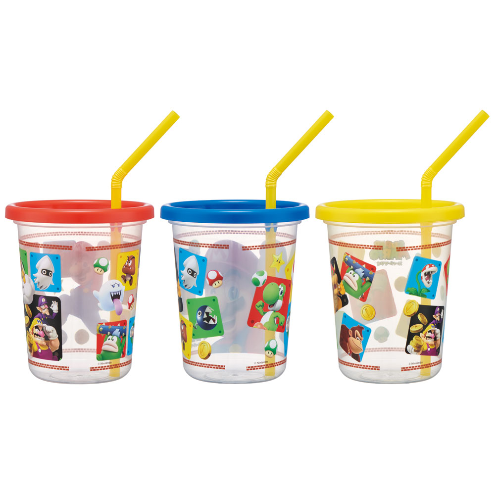 ストロー付タンブラー 320ml/3個セットスーパーマリオ23/SIH3ST_4973307622298/スケーター