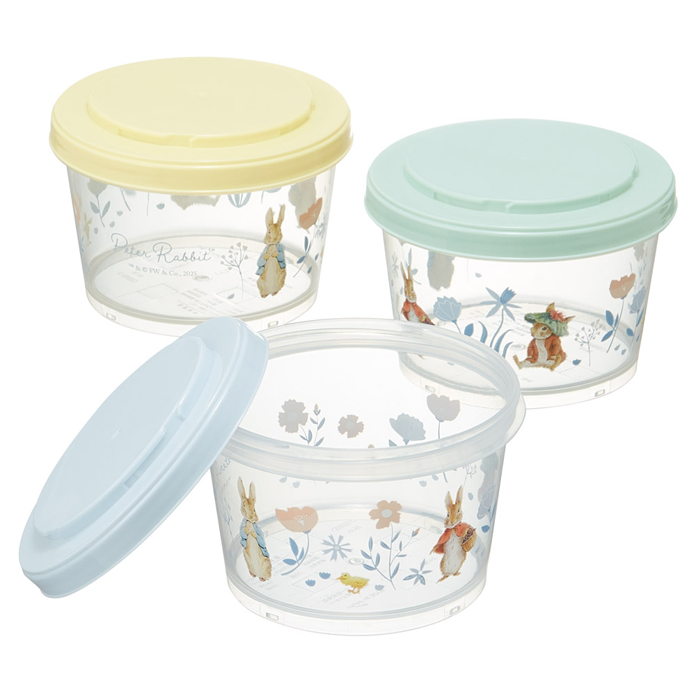 カチっとスタッキングができるプラスチック容器 3段/720ml(3コ) ピーターラビット(シトロン)/SIJ3_4973307600845