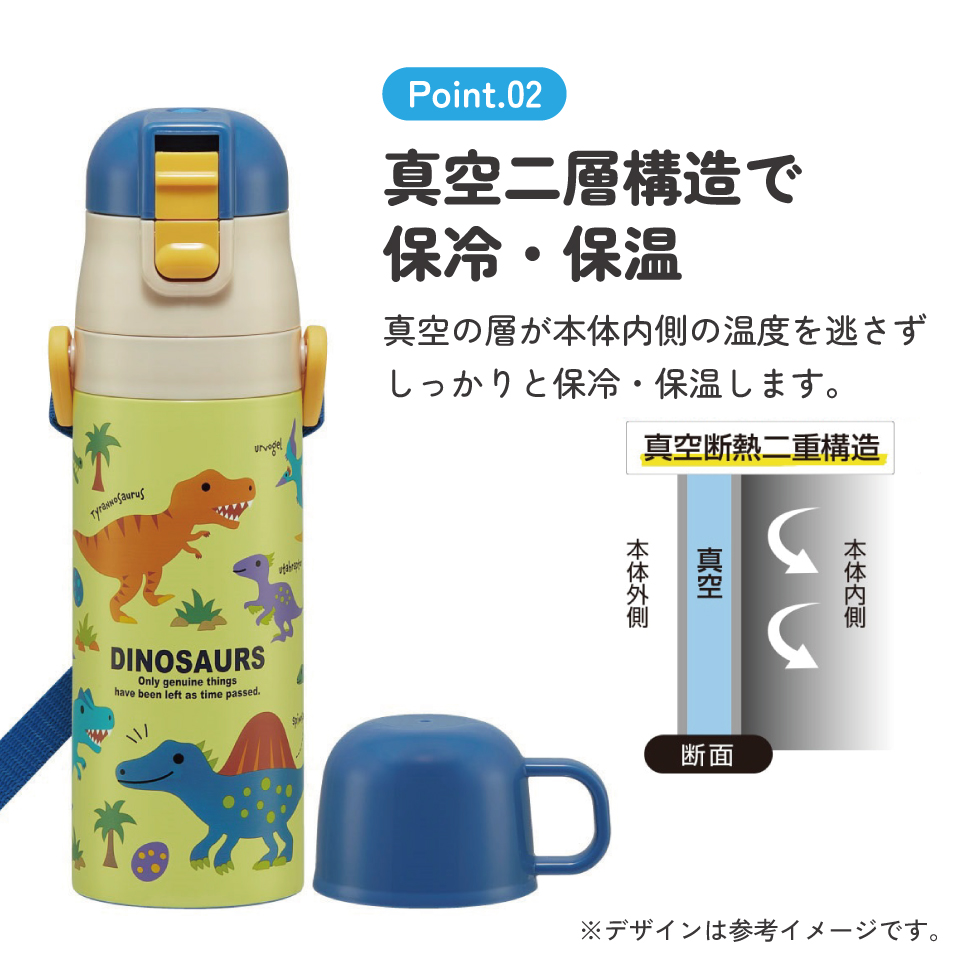 超軽量2WAYステンレスボトル 470ml/430mlディノサウルス ピクチャ/SKDC4_4973307624513