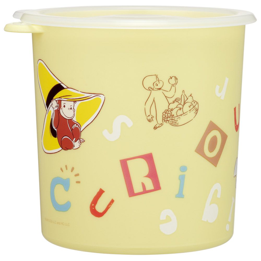 スケーター ワンタッチ 密閉 保存容器 L 1000ml プラスチック 日本製 蓋付き 食品保存 軽い skater SOT10 おさるのジョージ アルファベット ひとまねこざる【密閉容器 おしゃれ 食品保存容器 ワンプッシュ レンジ可】