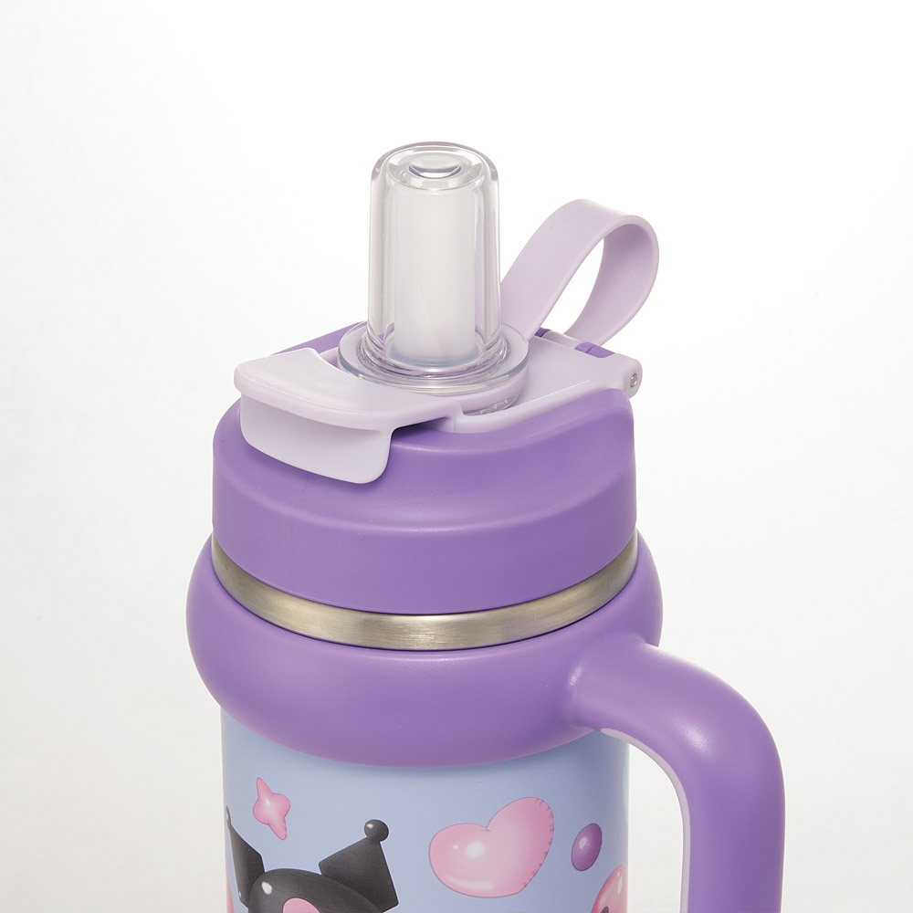 スケーター ハンドル付 タンブラー 830ml ストロー ステンレス ボトル 保温 保冷 直飲み 2WAY skater STSTB9 クロミ クロミちゃん サンリオ 女の子 女子【子供 キッズ 大人 真空二重構造 持ち手付き】