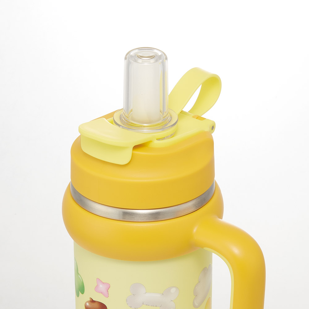 スケーター ハンドル付 タンブラー 830ml ストロー ステンレス ボトル 保温 保冷 直飲み 2WAY skater STSTB9 ポムポム プリン サンリオ 女の子 男の子 女子【子供 キッズ 大人 真空二重構造 持ち手付き】