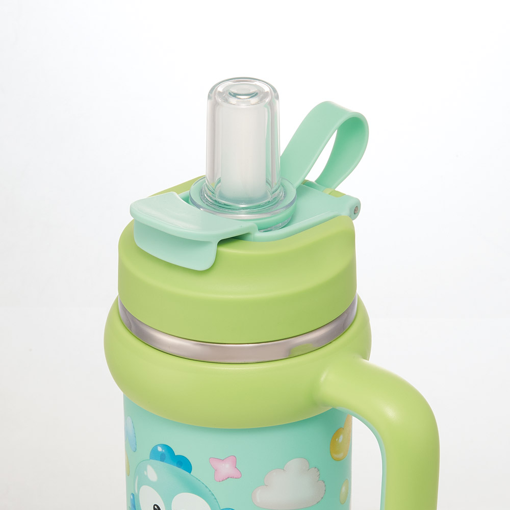 スケーター ハンドル付 タンブラー 830ml ストロー ステンレス ボトル 保温 保冷 直飲み 2WAY skater STSTB9 はんぎょどん ハンギョドン 男の子 女の子【子供 キッズ 大人 真空二重構造 持ち手付き】