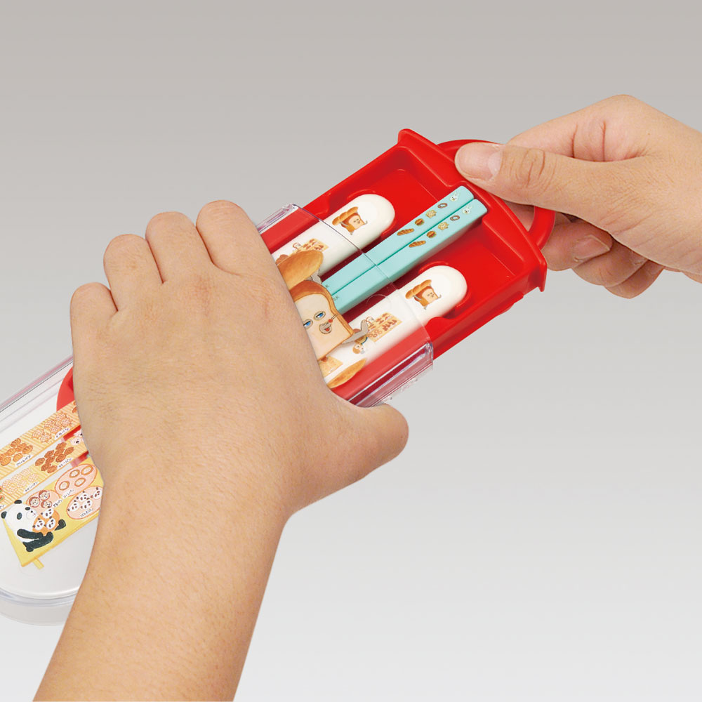 子供用 抗菌 お弁当 トリオセット 開けやすいスライド式(箸、スプーン、フォークのセット) パンどろぼう/TACC2AG_4973307646911