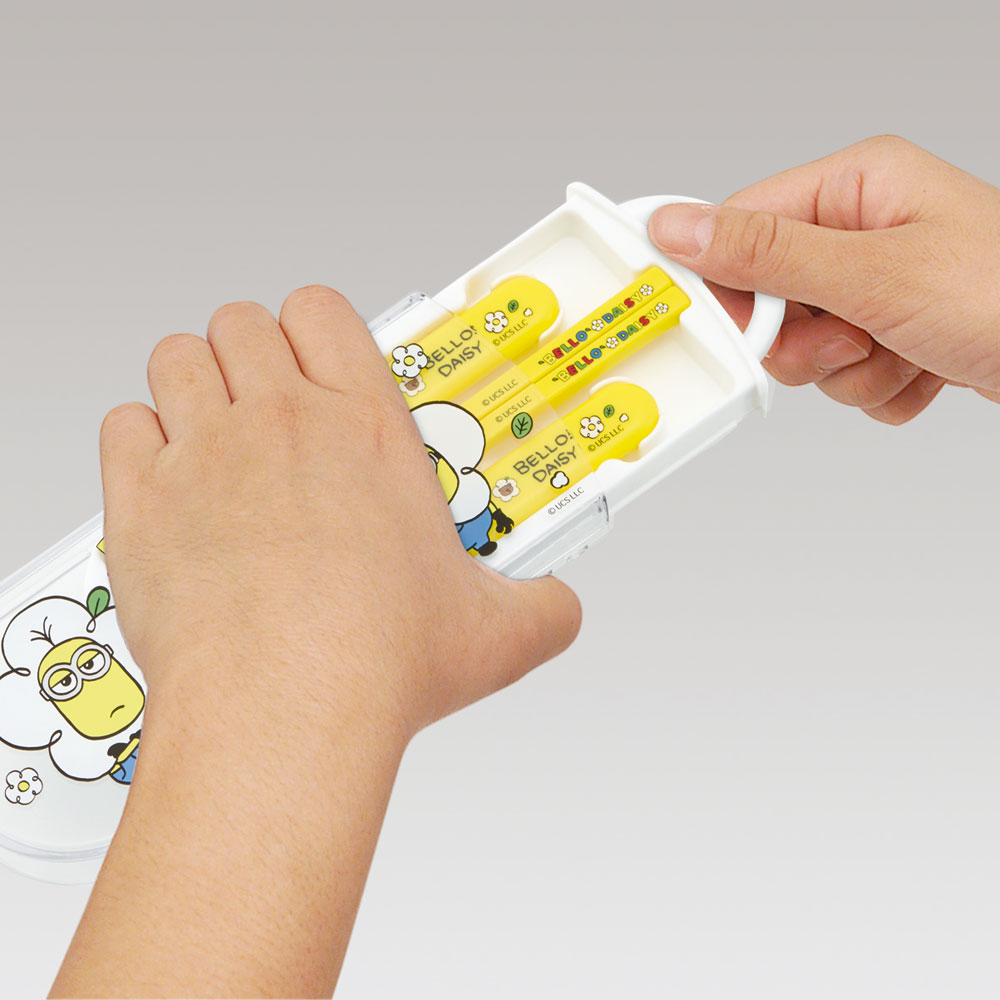 子供用 抗菌 お弁当 トリオセット 開けやすいスライド式(箸、スプーン、フォークのセット) ミニオン24/TACC2AG_4973307665585