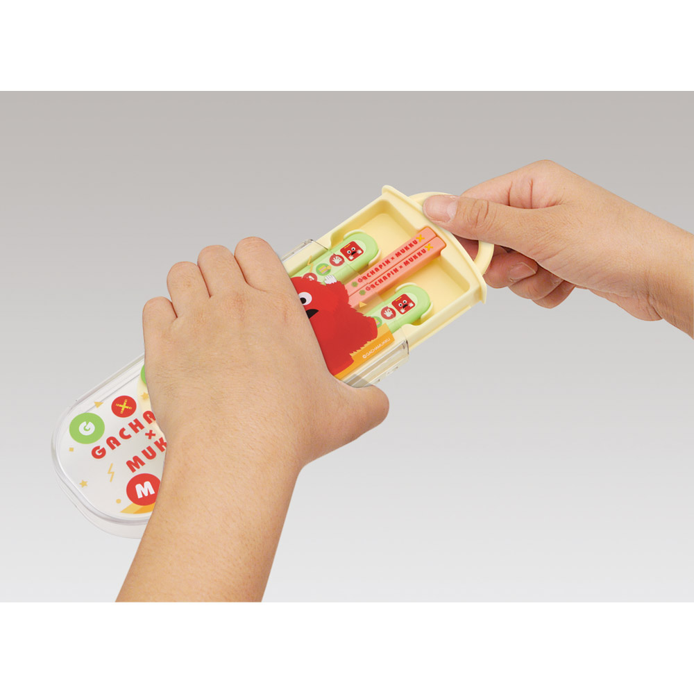 子供用 抗菌 お弁当 トリオセット 開けやすいスライド式(箸、スプーン、フォークのセット) ガチャピン&ムック/TACC2AG_4973307683305