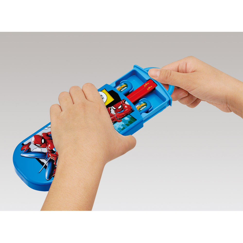 子供用 抗菌 お弁当 トリオセット 開けやすいスライド式(箸、スプーン、フォークのセット) スパイダーマン25/TACC2AG_4973307689413
