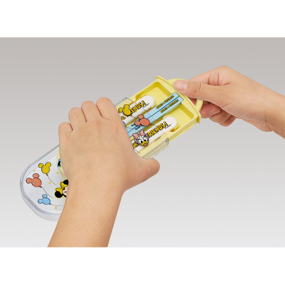 子供用 抗菌 お弁当 トリオセット 開けやすいスライド式(箸、スプーン、フォークのセット) ミッキー&フレンズ 風船/TACC2AG_4973307689482