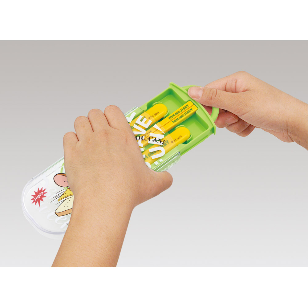 子供用 抗菌 お弁当 トリオセット 開けやすいスライド式(箸、スプーン、フォークのセット) トム&ジェリー EAT/TACC2AG_4973307691003